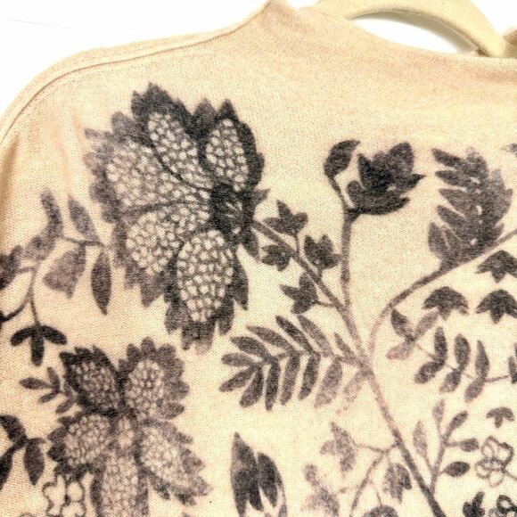 Anthropologie The Alani Cashmere Mock-neck Sweater Beige Floral Pilcro Small - Picture 7 of 16